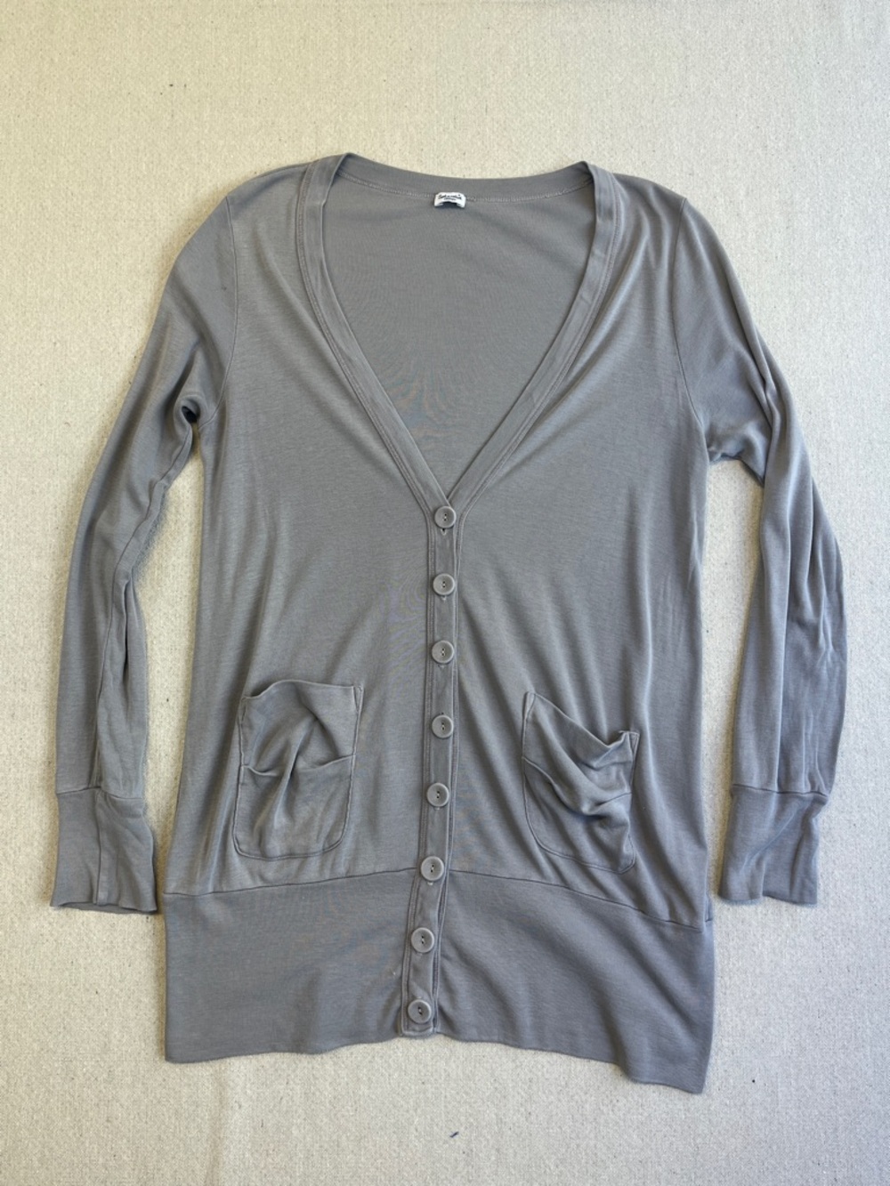 Splendid Gray Long V-Neck Cardigan